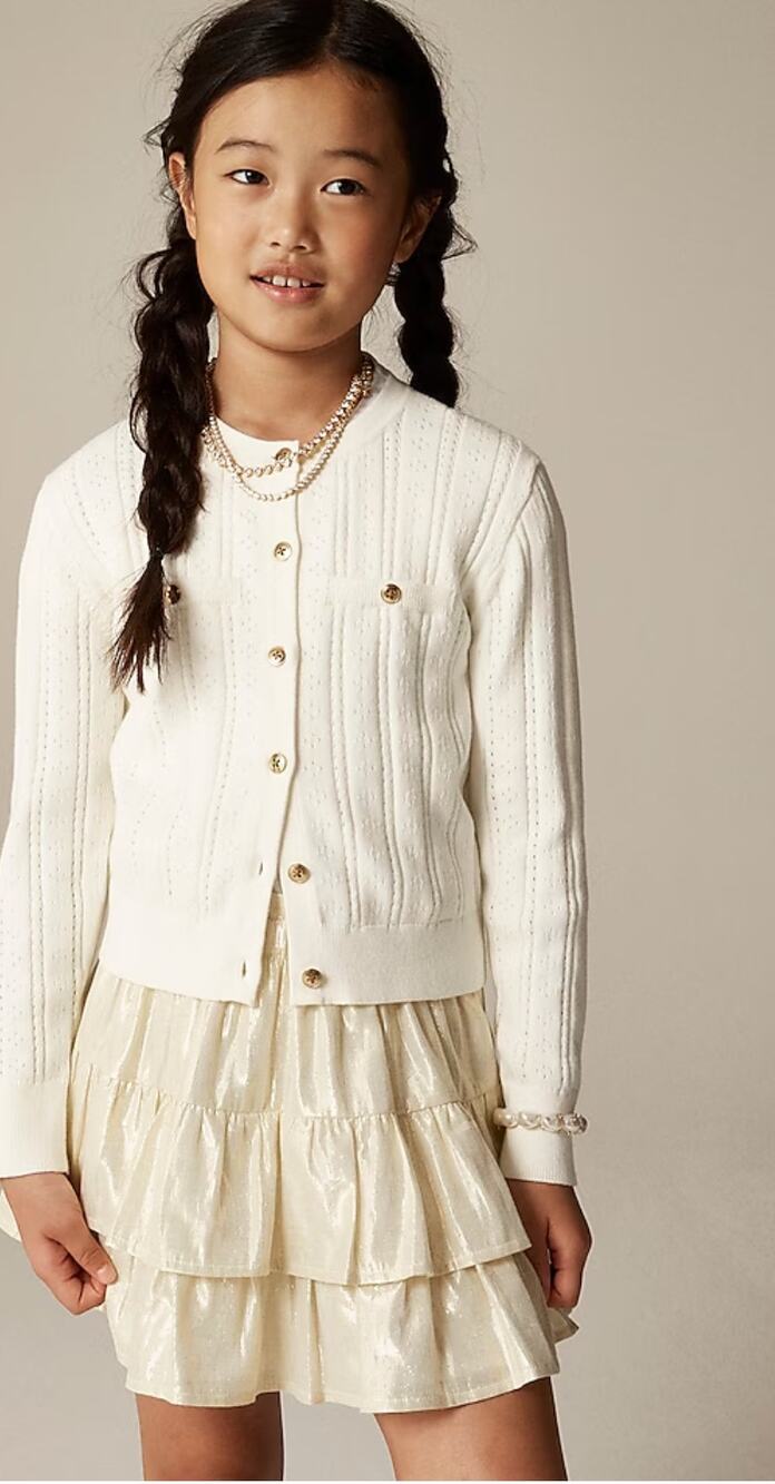 J Crew crewcuts Girl Pointelle Sweater XXS 2 2 3 White Cardigan NWT CD091 J.Crew